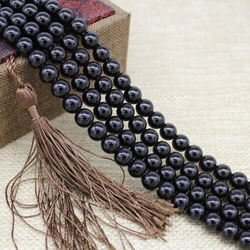 High Quality Imitation Black Agates Round Stone Beads Handmade Bracelet Beads Black Stone Beads For Jewelry Necklace Earrings
