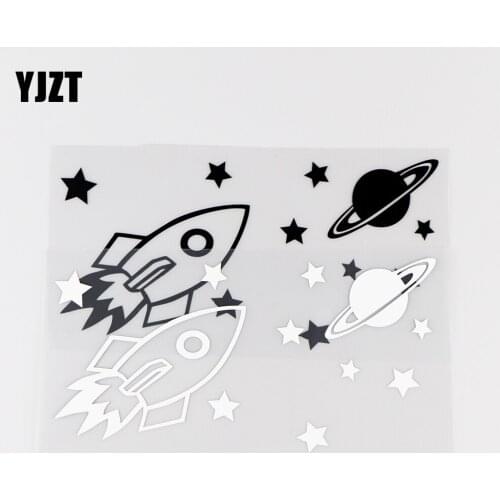 YJZT 16.6X8.1CM Mysterious Space Vinyl Decals Rocket Art Decor Car Stickers Black / Silver 10A-0060