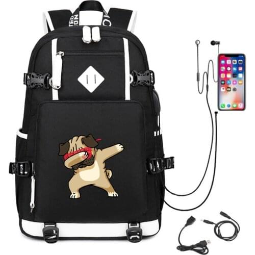 Funny Pug Dabbing school bag Casual Lightweight Canvas men women Backpacks School Rucksack Travel Backpack
