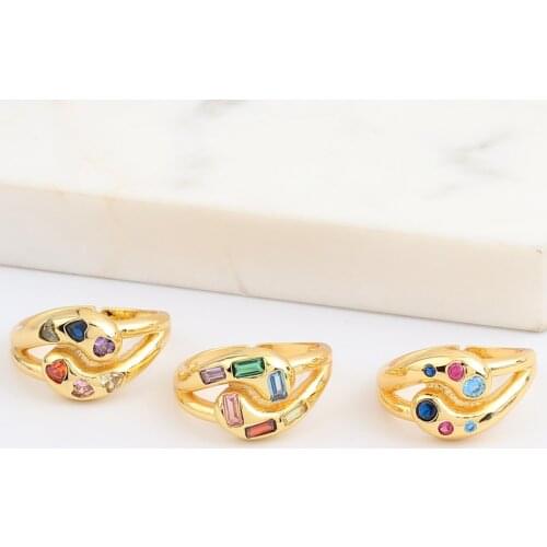 2021 New Fashion Rainbow CZ Chunky Rings For Women Korean Charms Heart Colorful Yin Yang Rings Jewelry