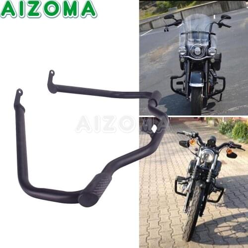 1-1/4" Highway Engine Guard Crash Bars Bumper Black For Harley Softail Street Bob Fat Bob Slim Low Rider FLSL FXFB FXLR 2018-up