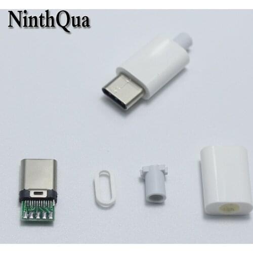 1set USB 3.1 Type C Male jack Plug Welding Type USB-C 4 in 1 PCB Connector For Apple iPhone 5 ipad ect white