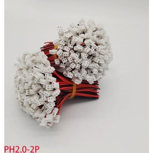 1000Pcs/lot,PH2.0-2P single-head terminal cable battery power cable black-red and red-black