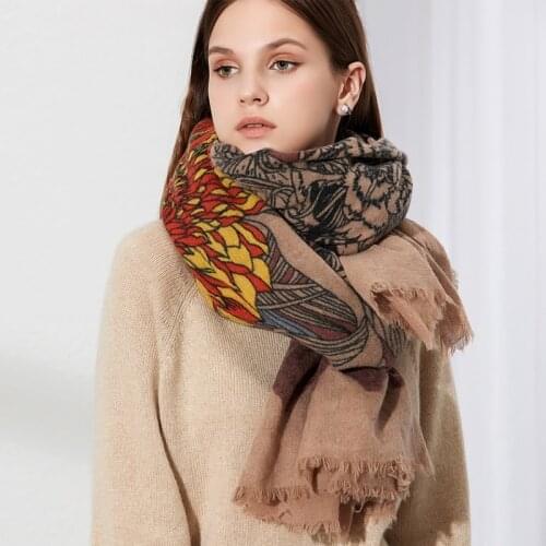 2020 Luxury Brand Scarf Hijab Women Winter Wool Cashmere Thick Shawl Warm Bandana Scarves Female Pashmina Blanket