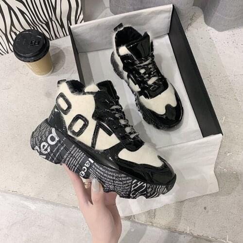 2020 Winter Women Fashion Plush Sneakers Platform Boots Chunky Ankle Boots Brand Ladies Padded Boots Casual Woman Shoes Trainers