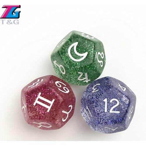 3pcs/set,Divination Dice Top Quality Acrylic 12 Sides Tarot 6 Colors 22*22mm The Twelve Constellations