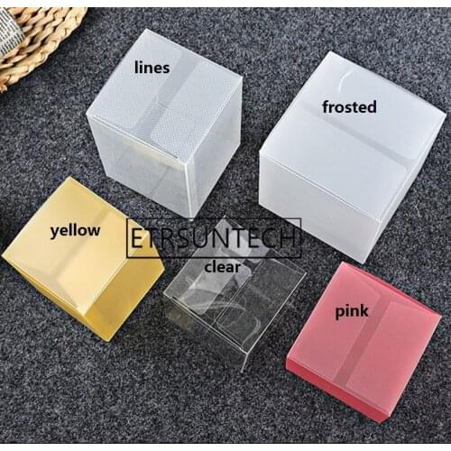300pcs Plastic Gift Box Yellow Pink Candy Box Clear Square Box Frosted Packaging Box for Candy Gift