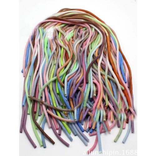 500Pcs 60CM Gradient Color Solid TPU Spiral USB Charger Cable Cord Protector Wrap Cable Winder For iphone Samsung Hair Ring