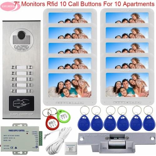 7inch Color Intercom For a Private Intercom for Apartments House Doorbell Camera Access Control Electric Strike Lock System Unit