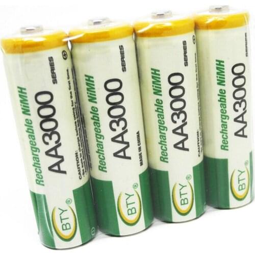 4pcs/lot High Energy NiMh AA 3000mah 14500 Battery Rechargeable AA Batteries 1.2v Battria Free Shipping