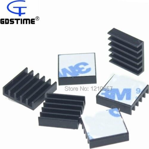 100pcs lot Black 14x14x4mm 14mm adhesive Aluminum Heat Sink For Memory Chipset IC