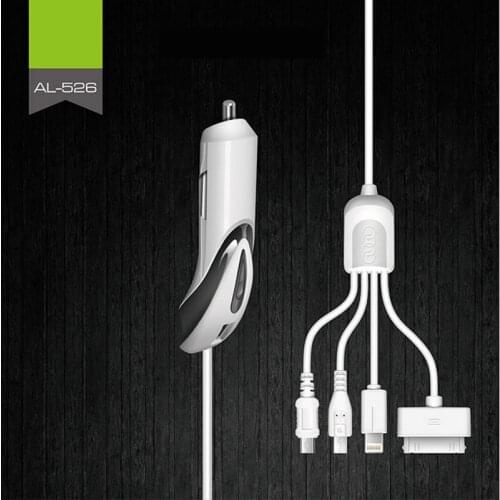 100pcs/lot [4 USB Ports Cable] Car Charger 2A Fast mobile phone charger With Cable For iPhone4 5 6 7 ipad Type C free Fedex IE