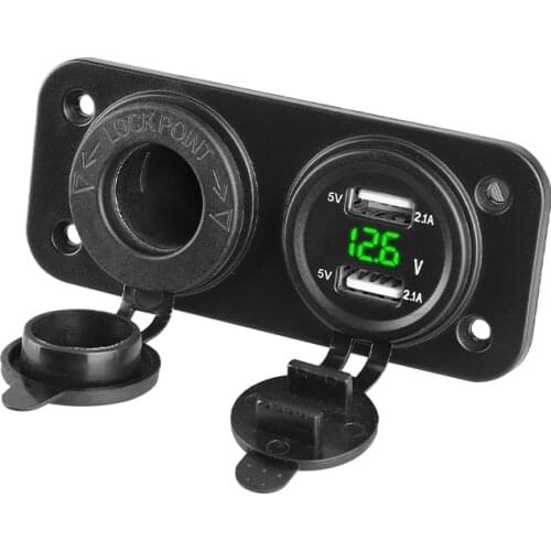 Car assessoires decoration power adapter dual usb car charger usb port fast charger cigarette lighter socket voltmeter Panel