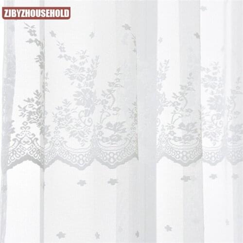 White lace floral tulle Curtains sheer for living room bedroom window European kitchen curtain drapes