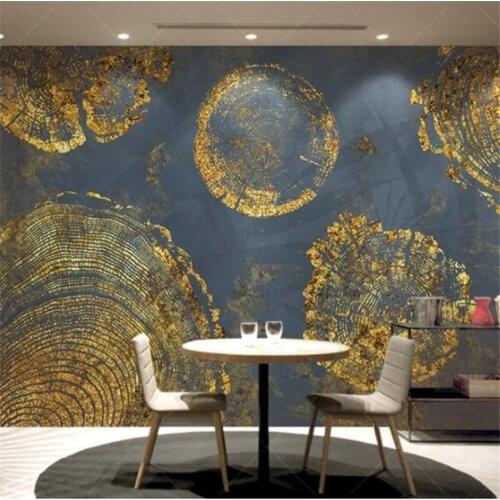 Wellyu Customized large wall painter with gold foil texture abstract annual round vintage American TV background wall