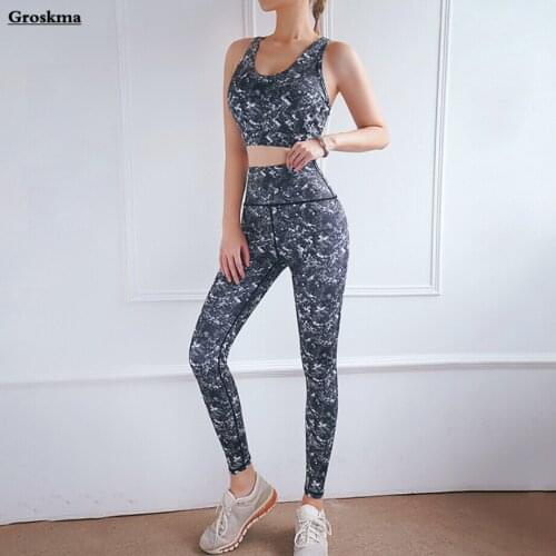 Quick Dry Women Yoga 2 Piece Set High Waist Pants+Sexy Bra Fitness Gym Sportswear Suits Workout Running Clothing Vetement Femme