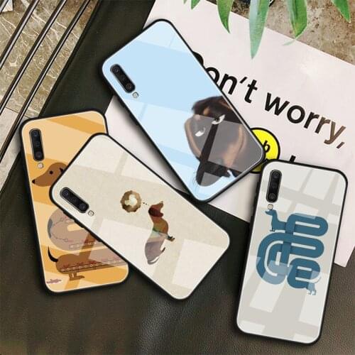 Cartoon Animals Dogs Dachshund Tempered Glass Case For Samsung Galaxy A10S A10E A20S A20E A30S A40 A50S A60 A70 A80 A90 A6 A7 A8