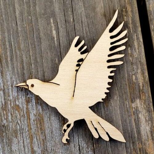 Wooden Crow Landing Bird Craft Shapes Plywood Wildlife Halloween