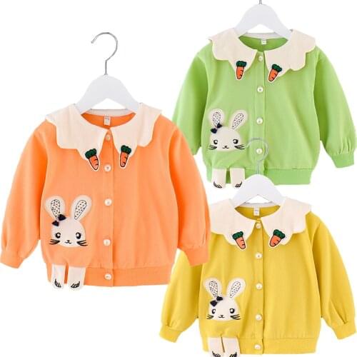 Baby Girls Coats Rabbit Hoodies Jacket For Girls Autumn Bunny Carrots Kids Sweatshirt Lovely Kids Windbreaker Children Outerwear