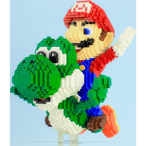 DIY Super Flying Ma Bros Starter Mini Bricks Yoshi Cartoon Anime Figures Model Series Building Blocks Educational Toy for Childr