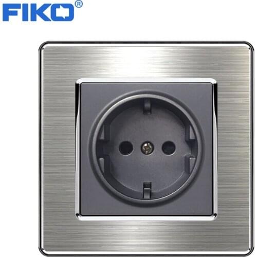 FIKO EU 16A power wall socket 86*86mm home decoration 304 stainless steel panel electric socket White module