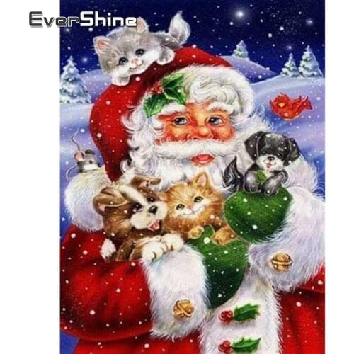 EverShine 5D Diamond Painting Cross Stitch Full Square Santa Claus Diamond Embroidery Bead Picture Kits Handwork Art Gift