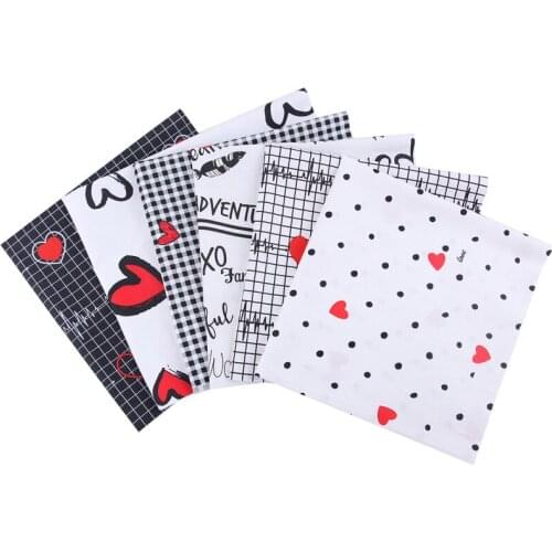 6PCS/set Cotton Twill Heart Printed Patchwork Fabric For Handmade Sewing Crafts Clothing Toy Home Textile Materials