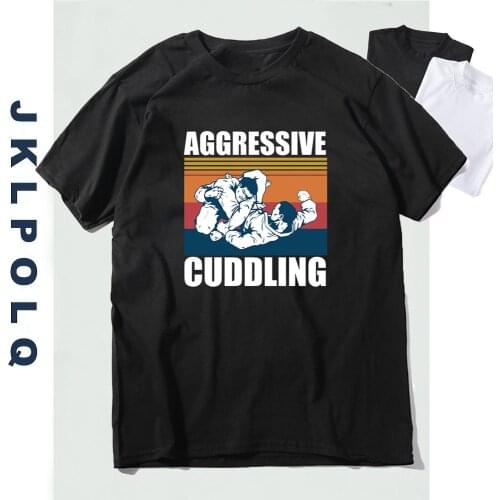 JKLPOLQ Summer T-Shirt Mens 100% Cotton Wrestle Tops Aggressive Cuddling Printing Casual Tee EU Size XS-3XL