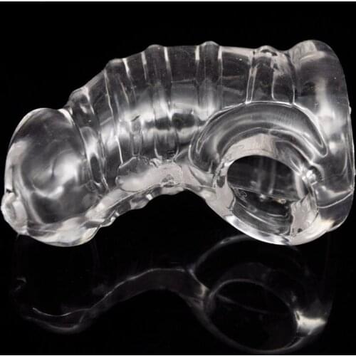 Penis Rings TPR Soft Penis Sleeve Cock Cage Scrotum Bondage Male Chastity Device Erotic Cock Ring Sex Toys For Men Cbt BDSM