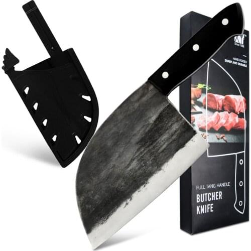 Kitchen Chef Knife Handmade Forged Cooking Butcher Boning Knife Hunting Outdoor Tool Home Accessory Leather Sheath Giftbox