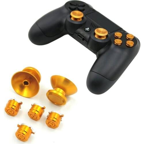 Metal 3D Analog Joystick Thumb Stick Grips Caps+Buttons Replacement Repair Parts for Sony Playstation DualShock 4 PS4 Controller