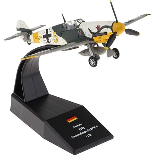 1/72 Scale Bf-109 / Me-109 Fighter Attack Plane Display Model - Metal Mini Military Aircraft with Stand