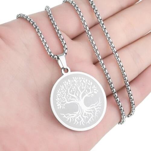 Cxwind Fashion Viking Tree Pendant Teldrassil Necklace For Women Man Punk Gemetric Necklace Stainless Steel Steel Chain Jewelry