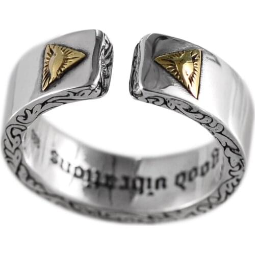 BOCAI New 2021 Trend Real s925 Silver Jewelry Retro Simple Glossy Gods Eye Totem Man and Woman Open Ring