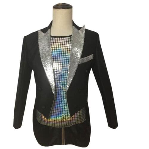Singers sequins blazer men Tuxedo suits designs jacket mens stage clothes dance star style dress punk rock masculino homme