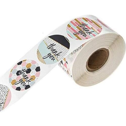 500pcs/roll Roll Sealing Stickers Thank You Handmade Crafts Wedding Decoration Stickers 2 Inch Round Copper Plate Stickers