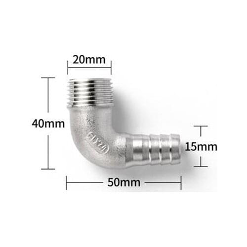 1/2'' BSP Male Thread x 8mm 304 Stainless Steel Elbow Connector Barb Hose Tail Reducer Pagoda Joint Coupling Pipe Fitting