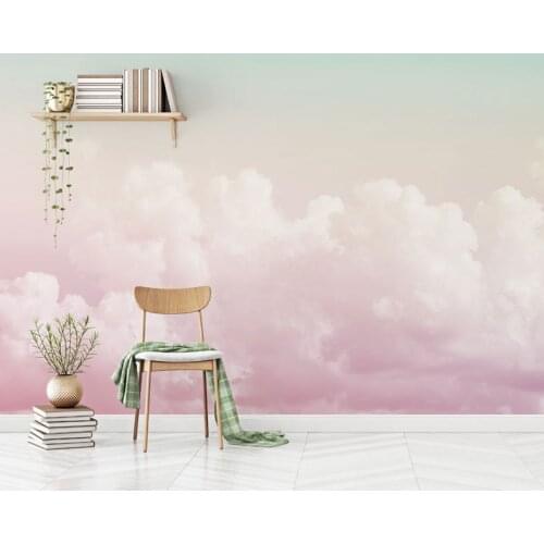 Pink Sky Cloud Wallpaper Silk Mural wall stickers for kids Girl room 8d Photo Mural Wall paper 3D Decor Wall Decals Art