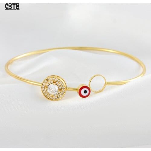 Fashion New Cute Simple Cuff Bracelet Round Crystal Demon Eye 18K Gold Bracelet Party Banquet Jewelry Gift Wholesale