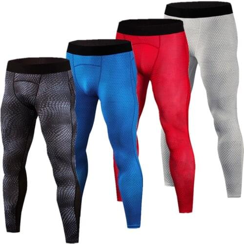 New mens compression Leggings Snake skin printed running sports Gym fitness male Tight pants capris Sweatpants pants