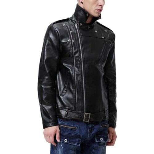 2020 autumn mens leather jacket slim motorcycle coat jackets clothes personalized jaqueta de couro stage street fashion black