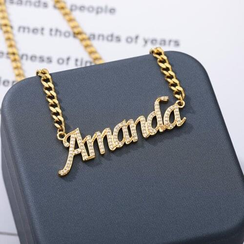 Personalized Custom Necklaces Jewelry Crystal Name Necklace Personality Add Stone Letter Pendant For Women Girl Accessories Gift