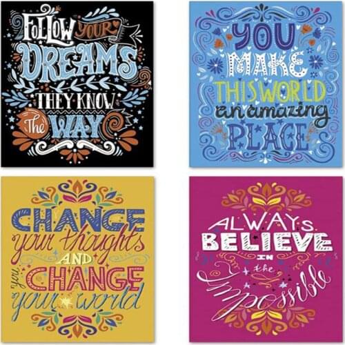 English Inspirational Quotes Words Poster Canvas Print Painting Wall Art Study Living Room Home Decoration School Wall Pictures