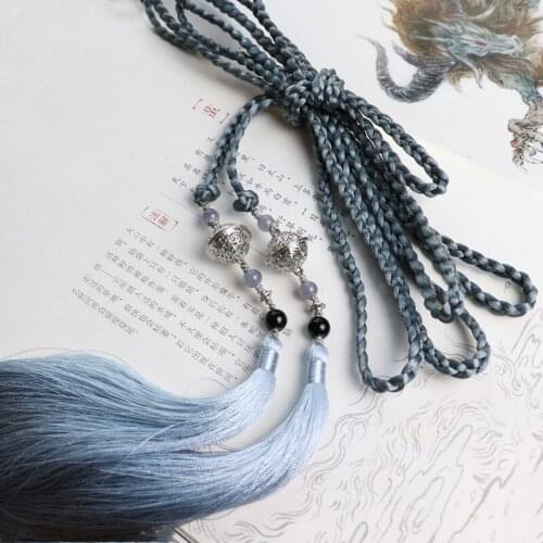 Jun Si Bell House Taeniasis Antique Style Weaving Chain Belt Tassels Waist Pendant Chinese Clothing Hair Band Accessories Belt