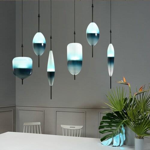 Nordic Modern Blue Glass Led Pendant Lights For Kitchen Dining Room Bedroom Hanglamp Loft Deco Pendant Lamp Luminaria Lighting