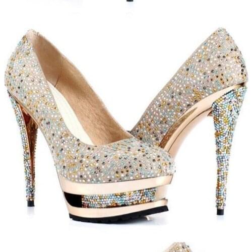 Lovely wedding shoes rhinestone Bridal wedding shoes High Heel Ladies Party Shoes Platform Beautiful dress shoes women