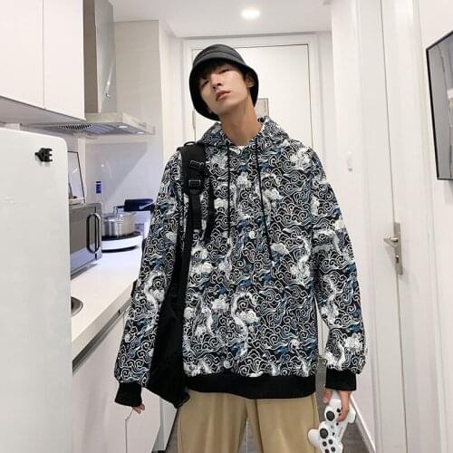 New Printed Pullover Hoodies Men Casual Hooded Streetwear Moletom Masculino Sweatshirts Male Sportswear Loose Hoody