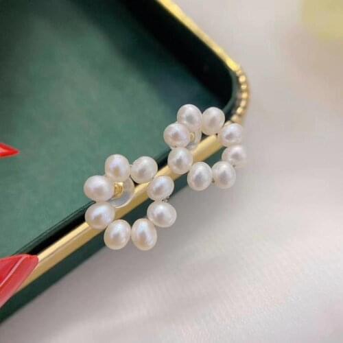 S925 Silver needle allergy - proof refined handmade womens jewelry gift genuine natural white freshwater pearl
