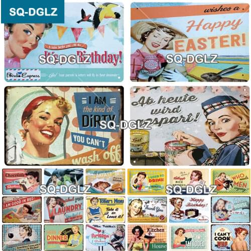 [SQ-DGLZ] Kitchen Girl Metal Sign Vintage Plaque Tin Sign Plate Wall Decor For Bar Club Man Cave Art Painting Poster Gift Custom