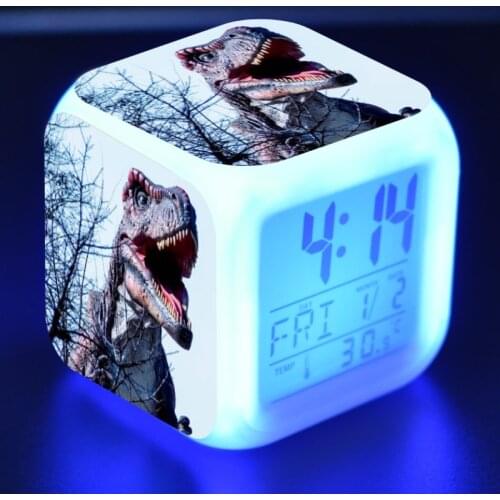 Dinosaur Model LED Alarm Clock 7 Colors Change Touch light Dragon Figure Toys